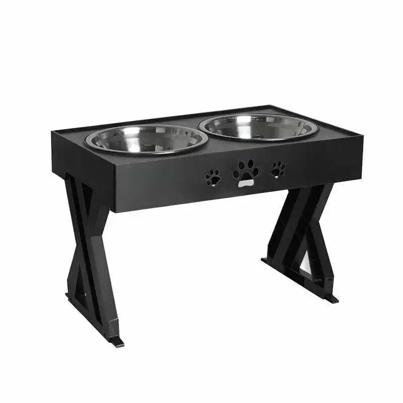 Elevated Pet Feeder Food Water Double Bowl  Adjustable Height Raised Stand Au