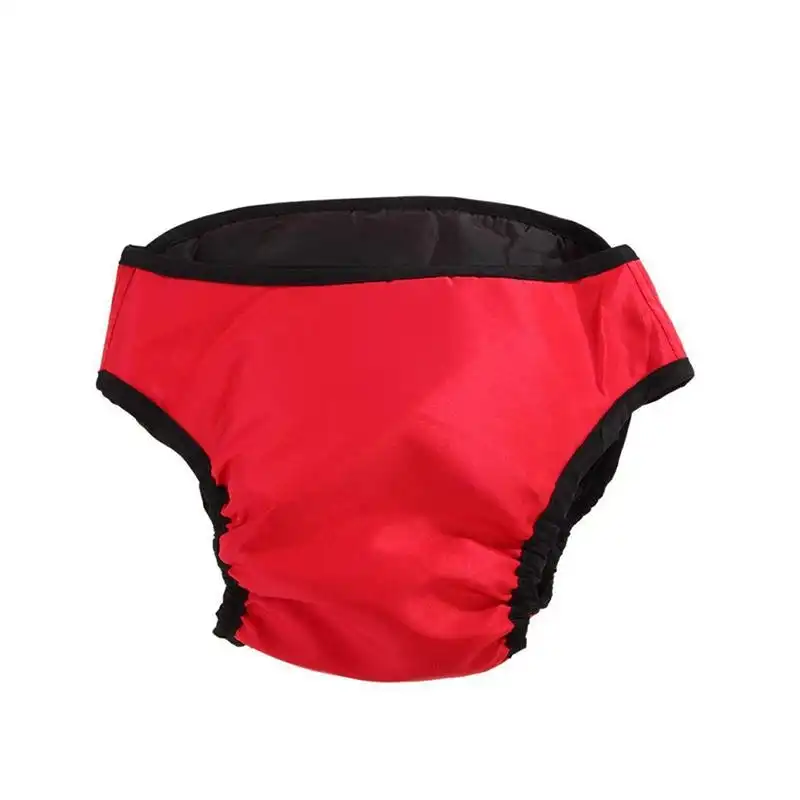 Washable Female Pet Dog Cat Nappy Diaper Physiological Pants Panties Underwear Red