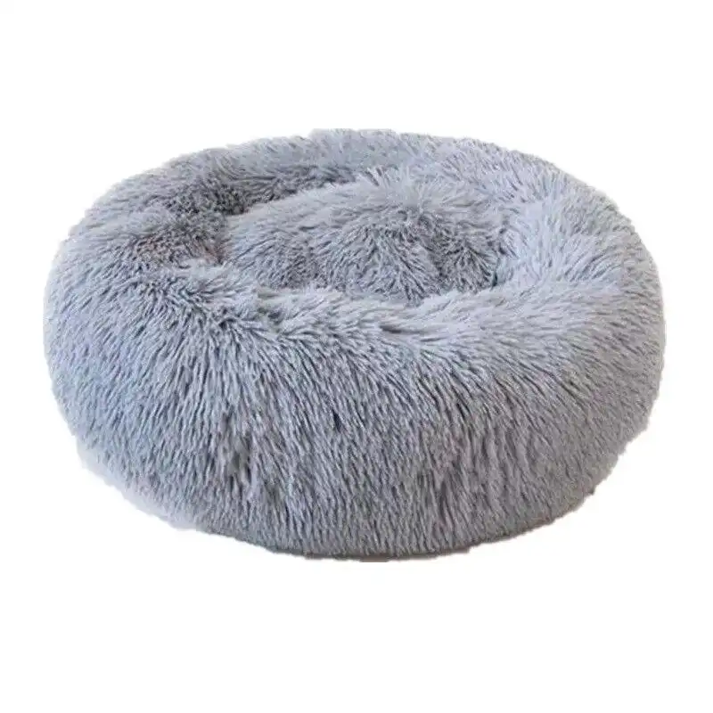L-70CM Dog Cat Pet Calming Bed Washable ZIPPER Cover Warm Soft Plush Round Sleeping