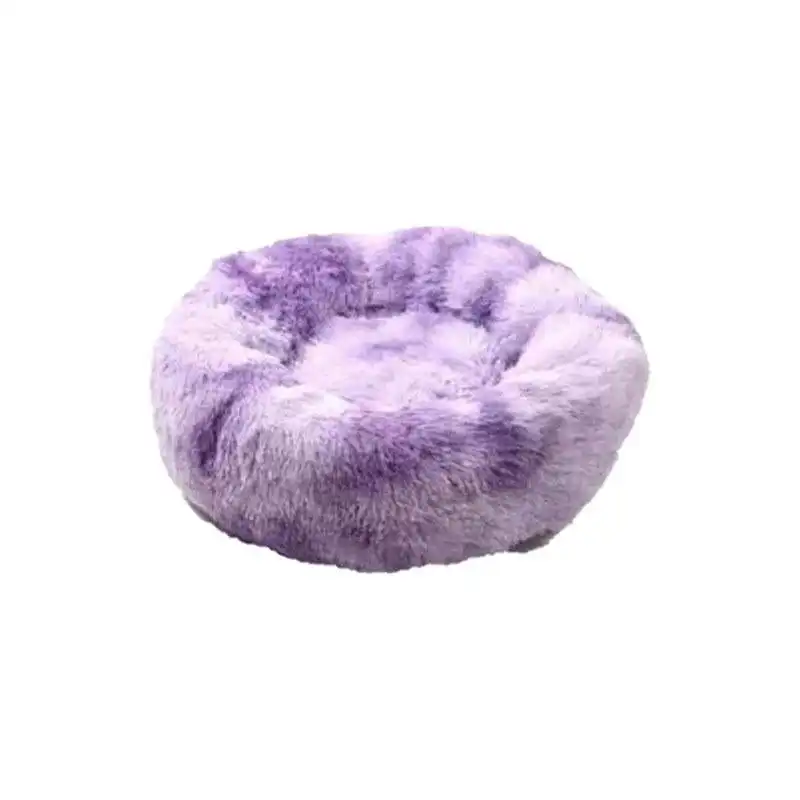 Purple Cat Bed Pet Bed Dog Donut Nest Calming Deep Sleeping Soft Plush Kennel Washable