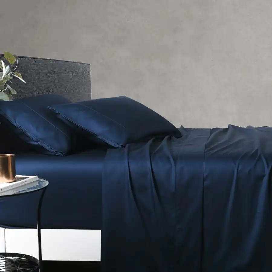 Soho 1000TC Cotton Sheet Set Navy Queen Bed Extra Depth