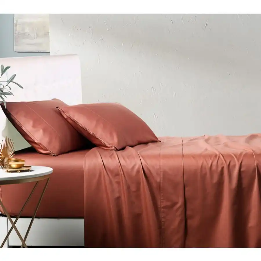Soho 1000TC Cotton Sheet Set Rust King Bed Extra Depth