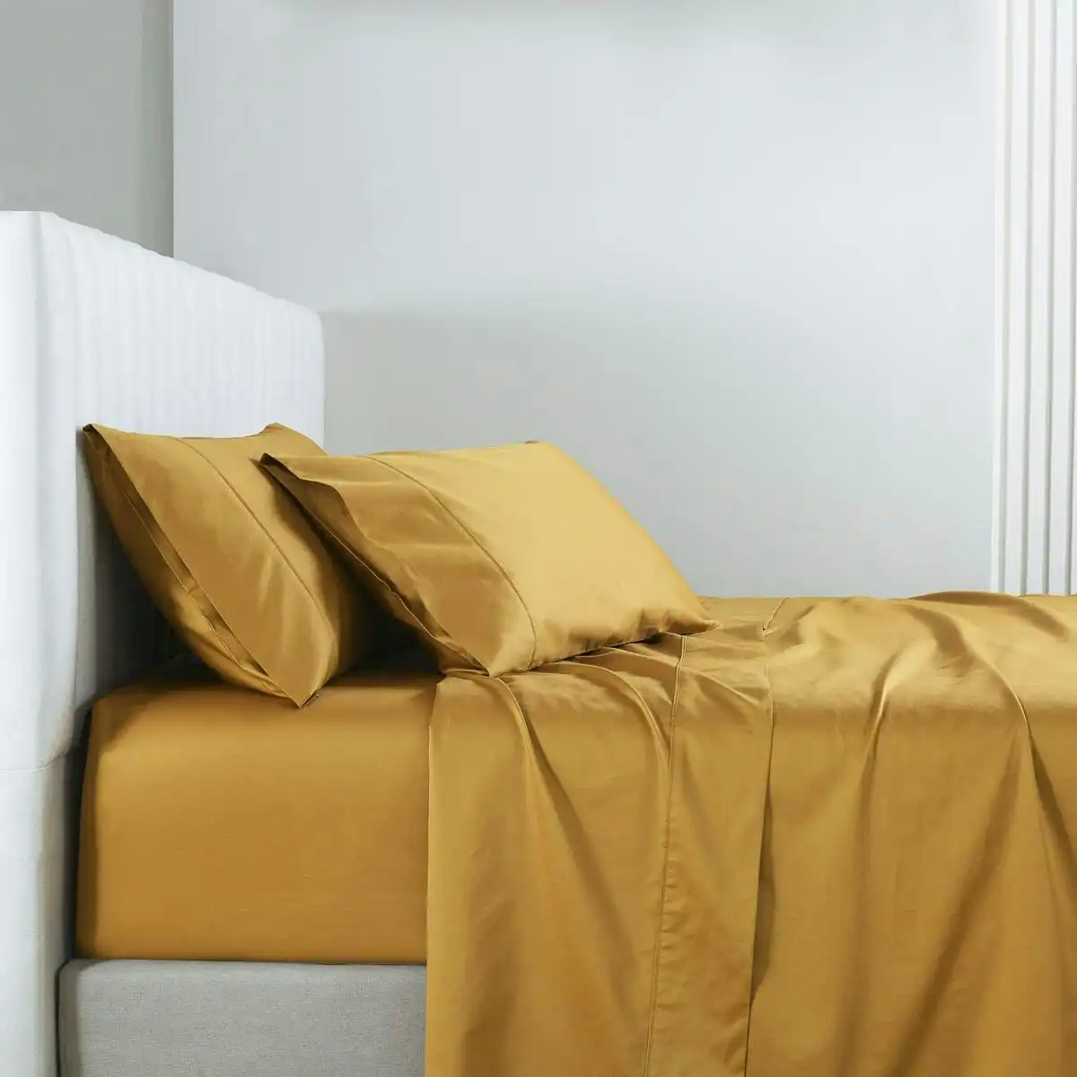 Soho 1000TC Cotton Fitted Sheet Mustard King Bed Extra Depth