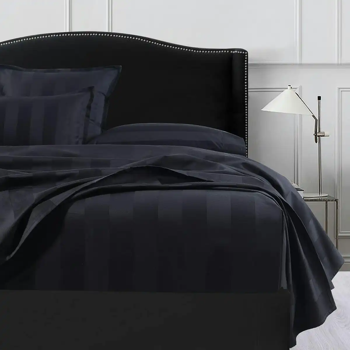 Bespoke 1200TC Fitted Sheet Black King Bed Extra Depth