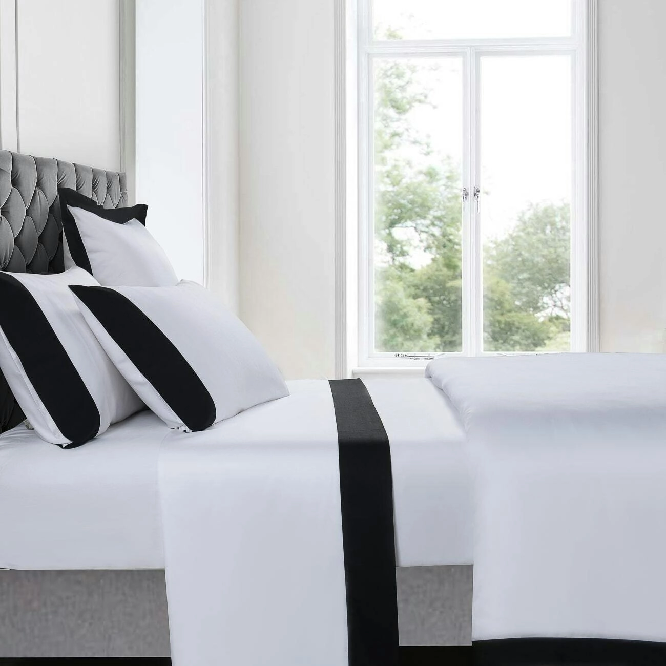 Plaza Black 1000TC Sheet Set King Bed