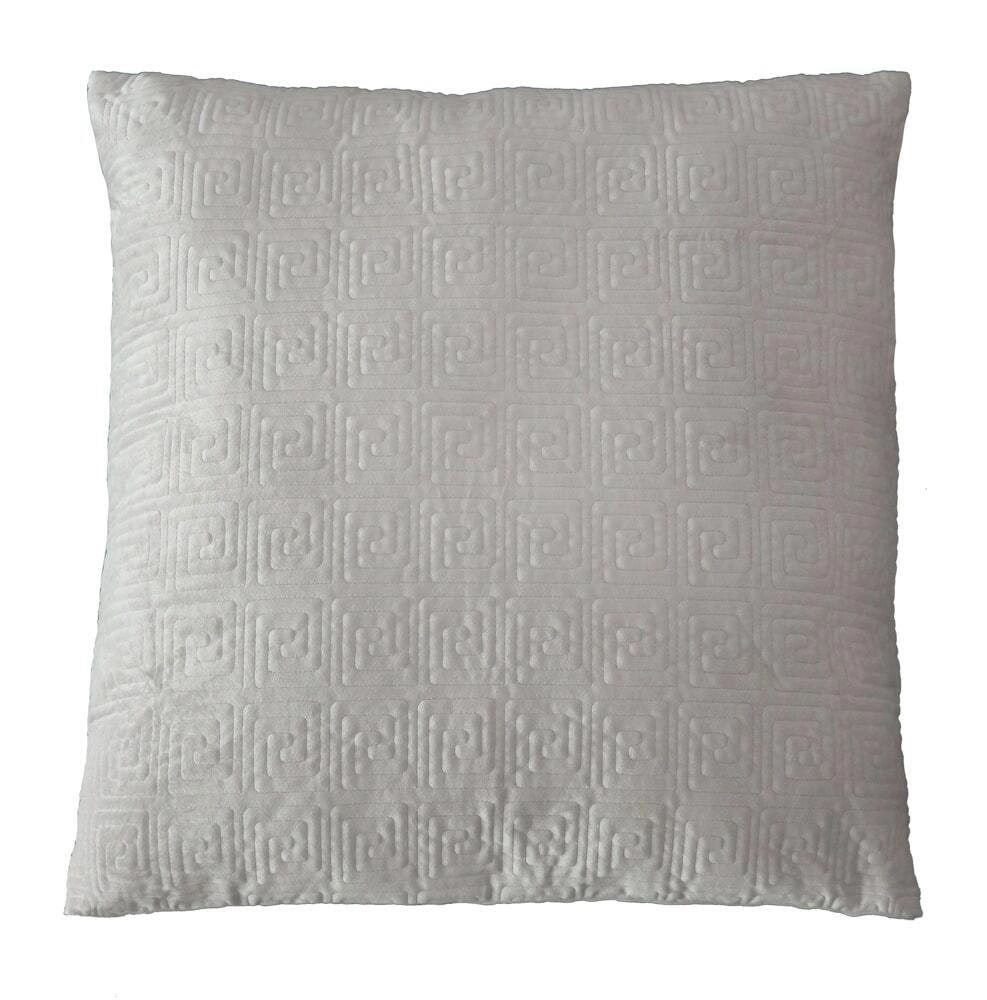 Velvet Greek Key European Pillowcase Silver