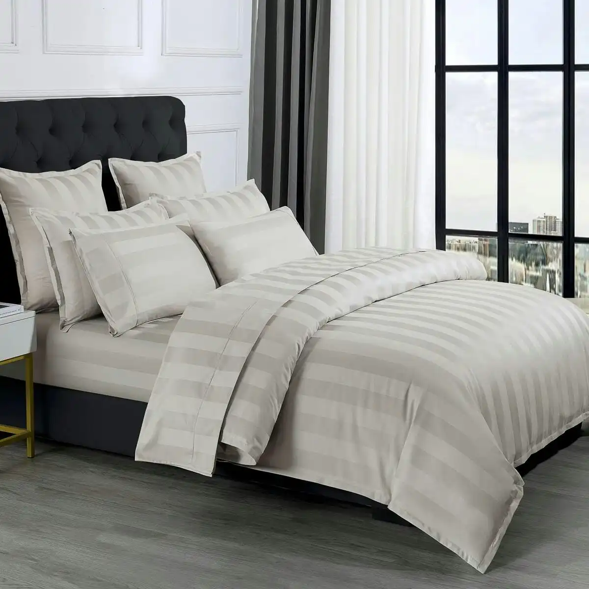 Bespoke 1200TC Sheet Set Linen King Bed Extra Depth
