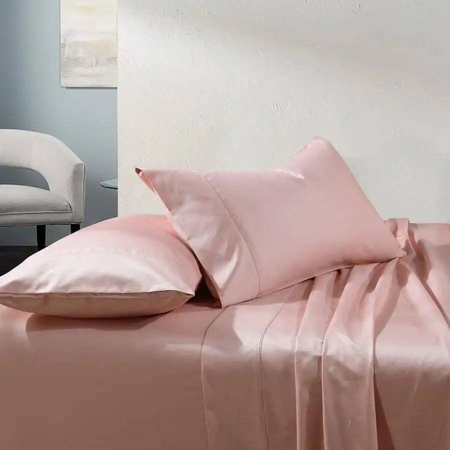 Soho 1000TC Cotton Sheet Set Blush Queen Bed Extra Depth