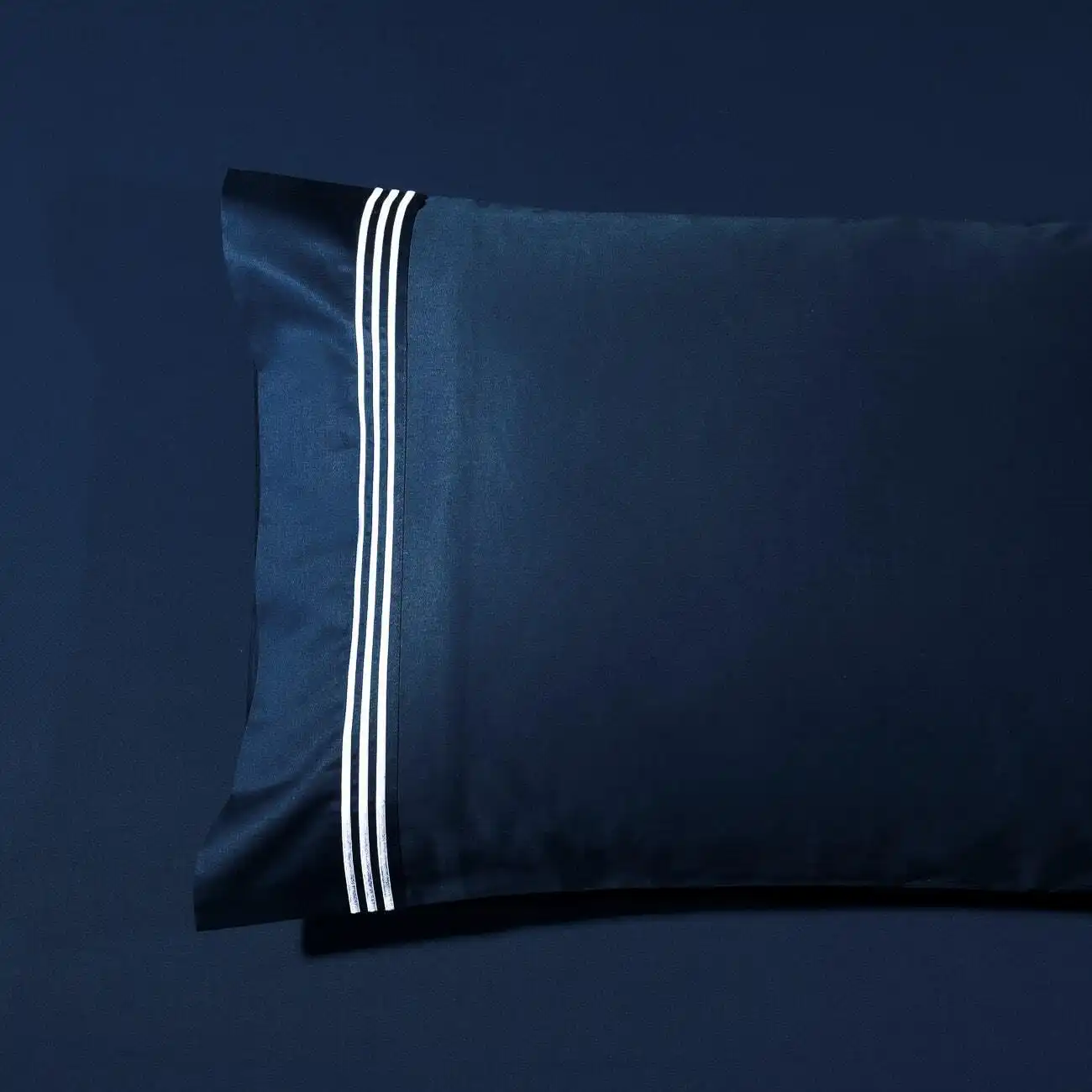 Ritz Embroidered Standard Pillowcases ( PAIR ) -1000TC Navy with White