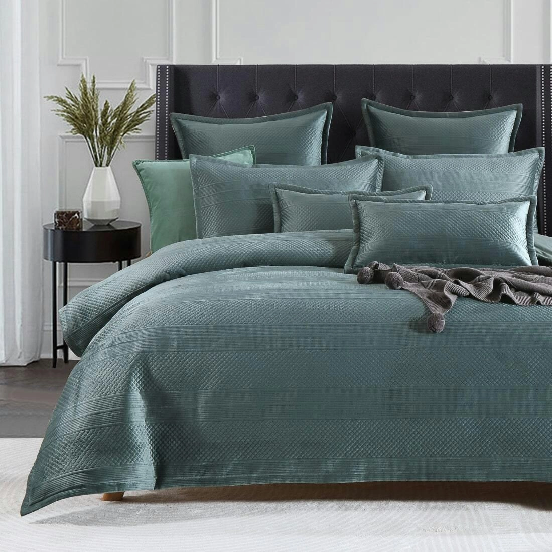 Emma Quilt Cover Set Forest Green