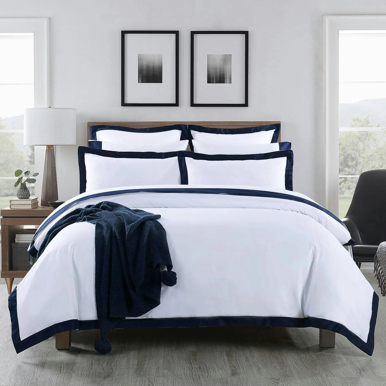 Plaza Navy 1000TC Quilt Cover Set