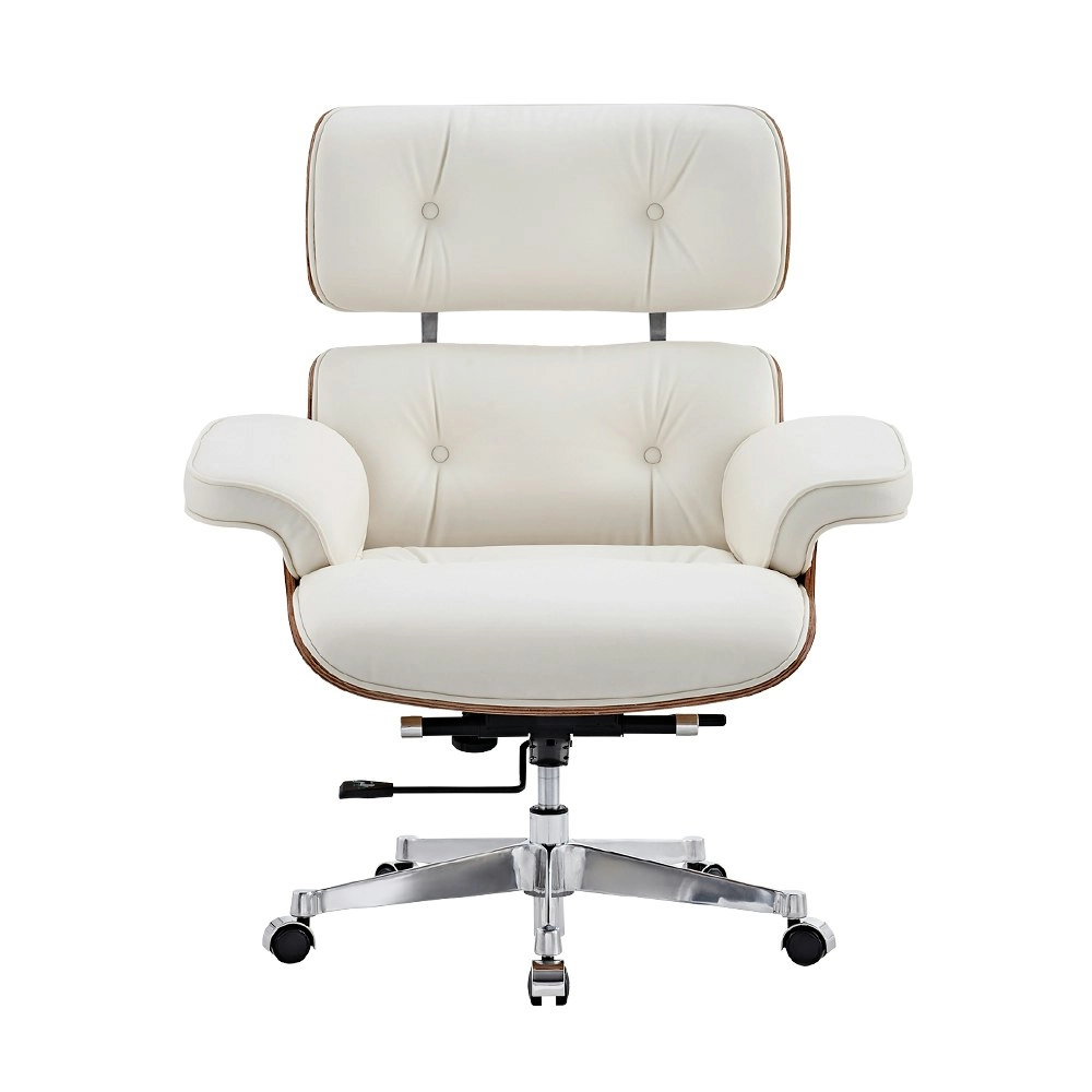 Furb Executive Office Chair PU Leather Thick Pad Armrest Seat White