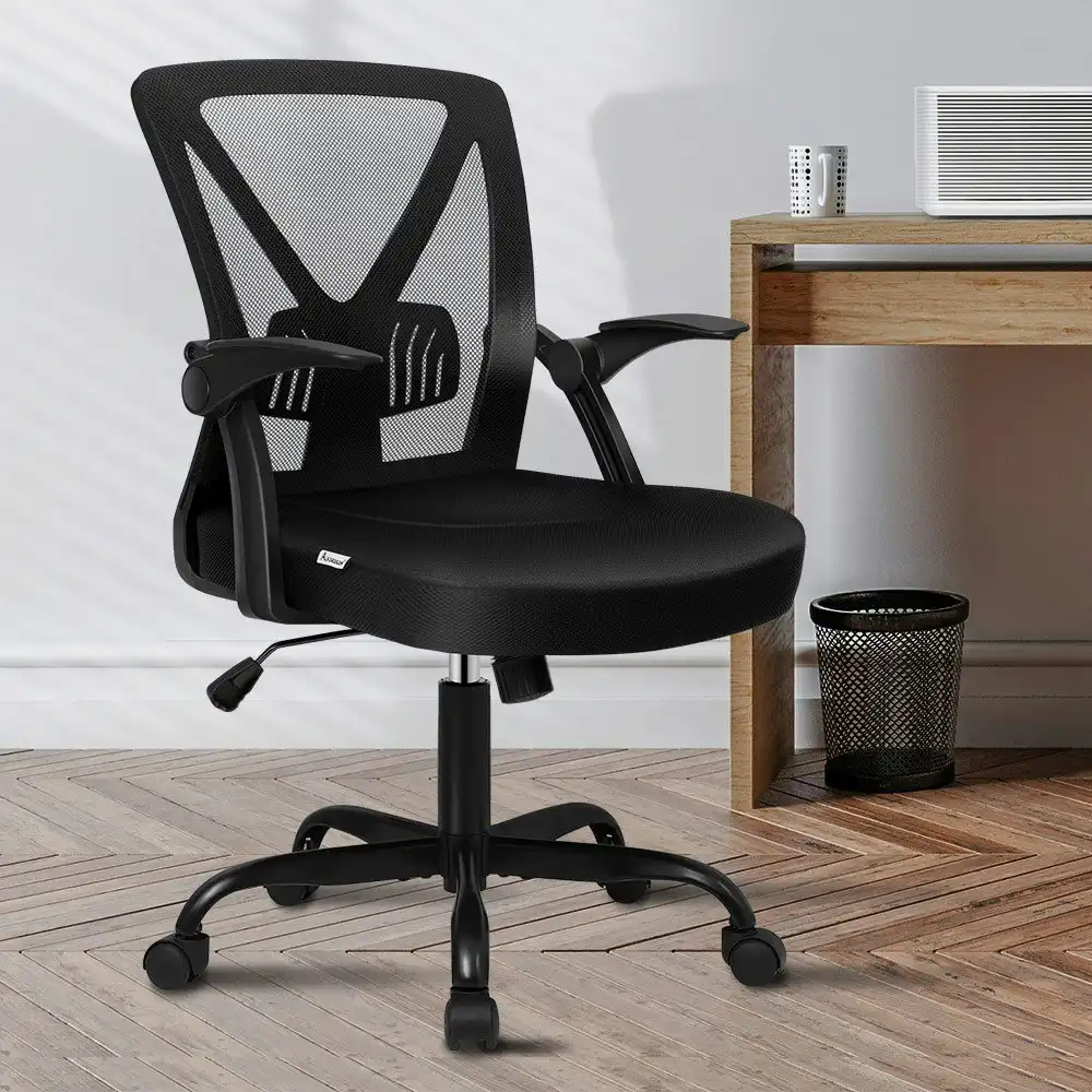 Alfordson Tilt Adjustable Mid Back Mesh Office Chair All Black