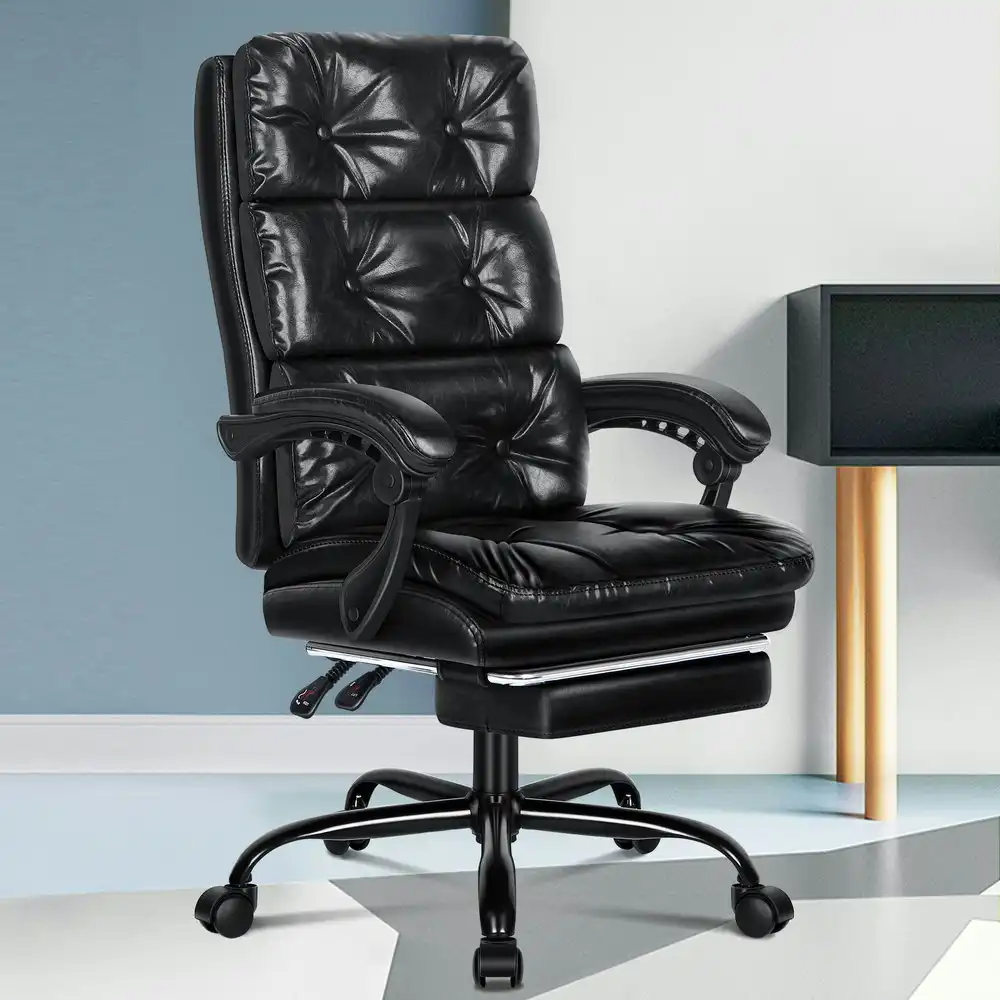 Alfordson Office Chair Executive PU Leather Palmer Glossy Black