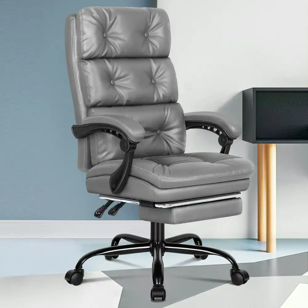 Alfordson Office Chair Executive PU Leather Palmer Grey
