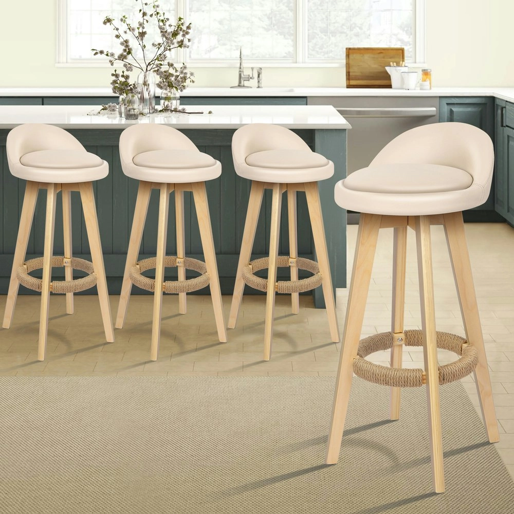 Alfordson Bar Stools Wooden Beige X4