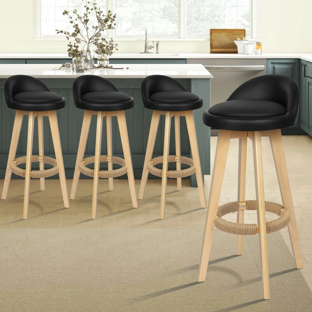 Alfordson Bar Stools Wooden Black X4