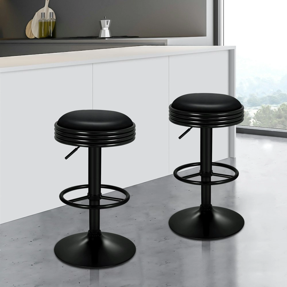 Alfordson Bar Stools Backless Swivel All Black Sade x2