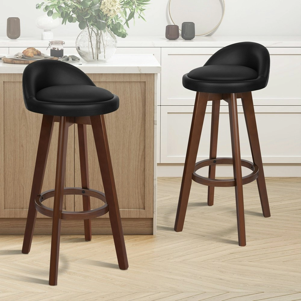 Alfordson Bar Stools Wooden Black Brown X2