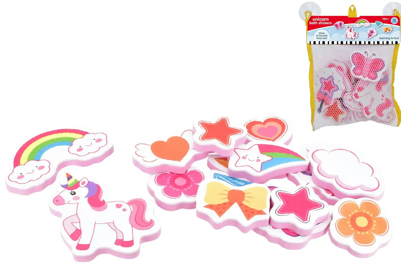 16pc Eva Bath Toys - Unicorn