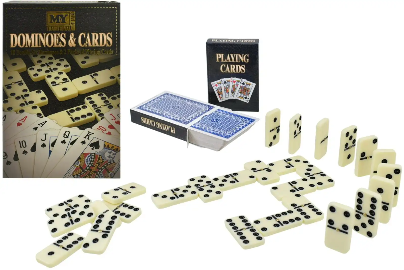 28pc Double Six Dominoes & 2 Pack Playing Cards