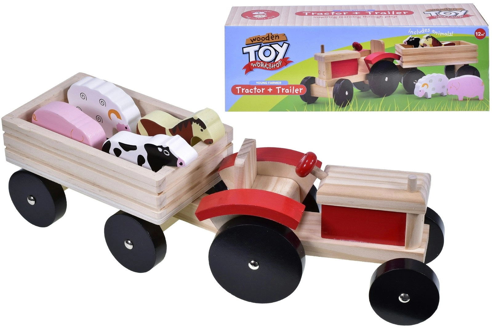 Wooden Tractor & Trailer Playset