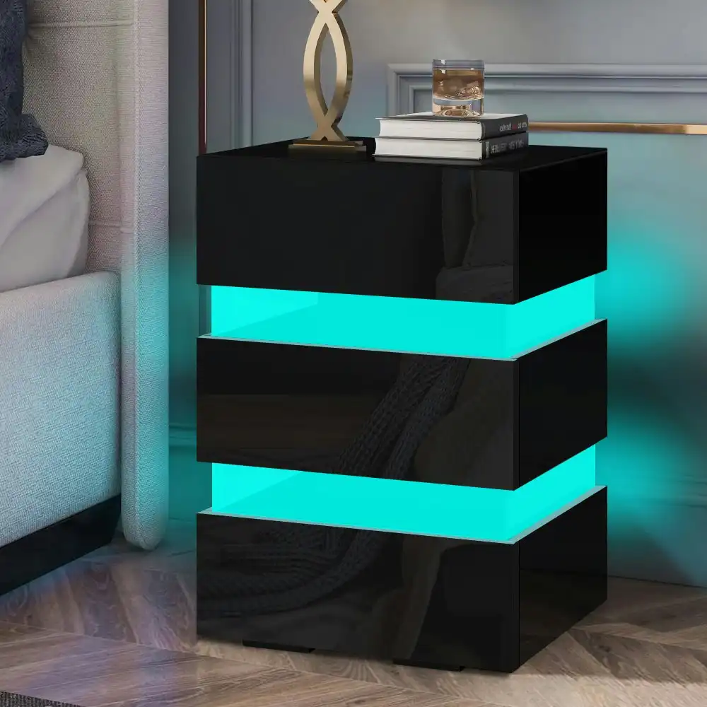 Alfordson Bedside Table RGB LED Black