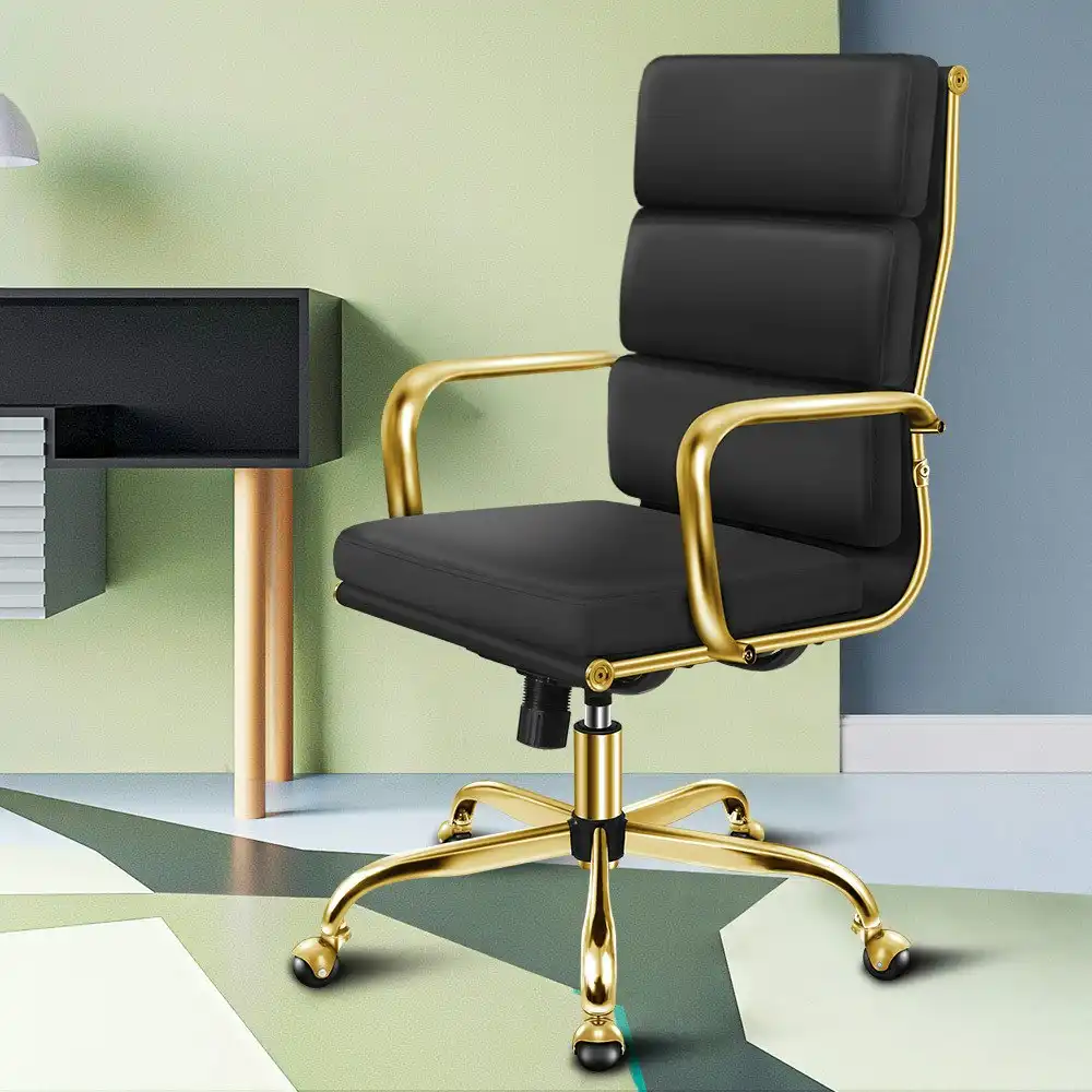 Alfordson Ergonomic Padded High Back Executive Office Chair Gold Black