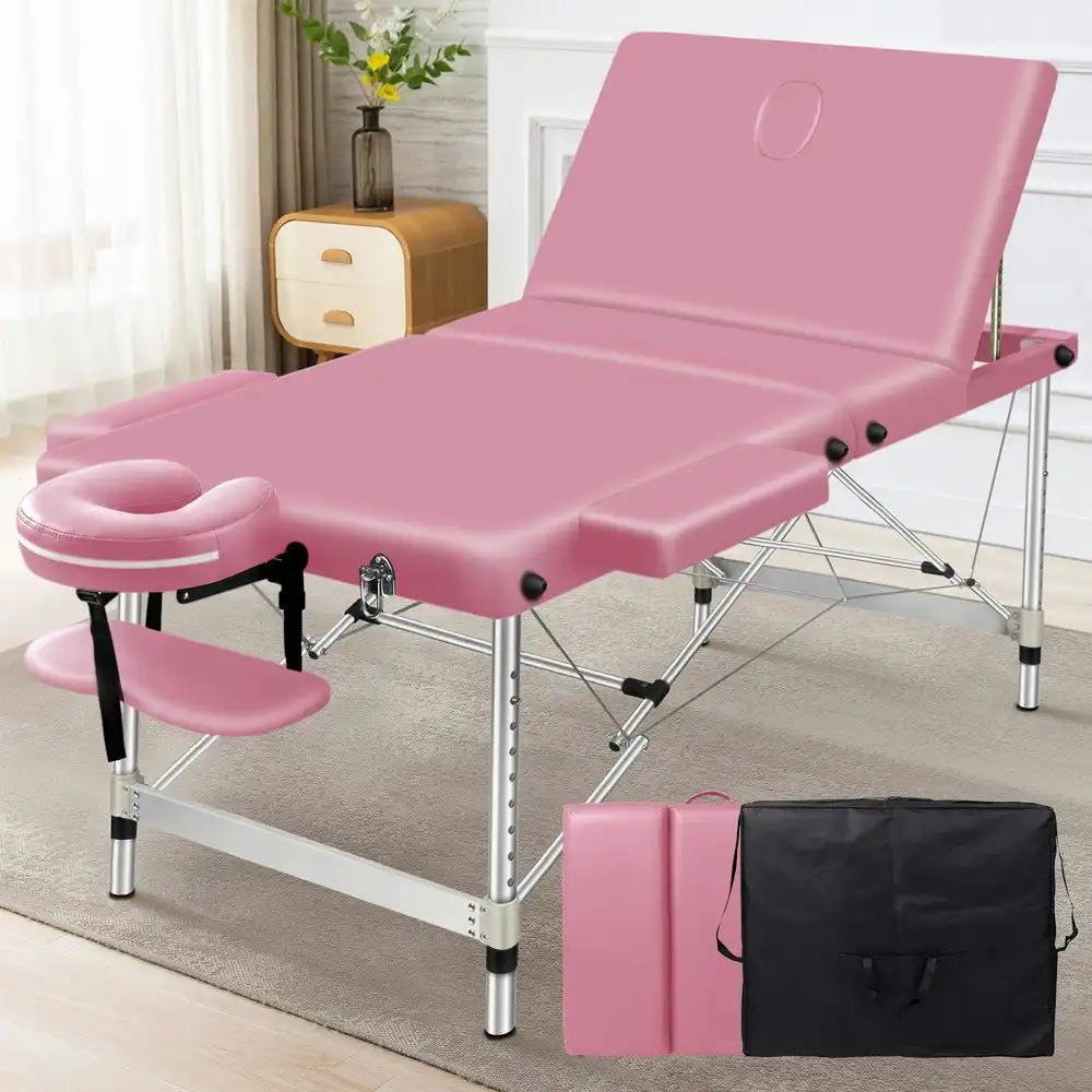 Alfordson Massage Table 3 Fold 75cm Pink