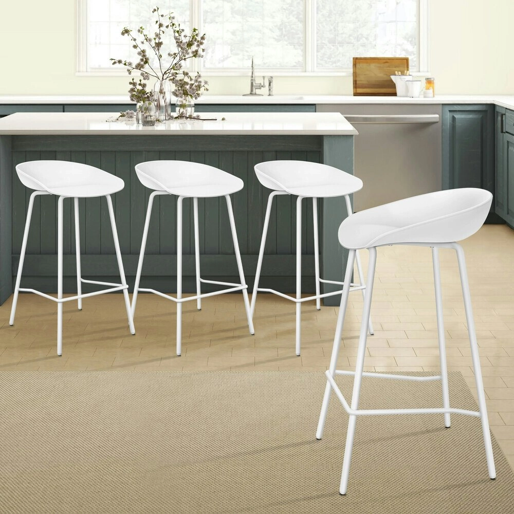 ALFRODSON 4X Bar Stools Metal Finn White