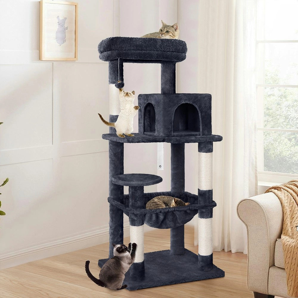 BEASTIE Cat Tree Scratching Post Scratcher Tower Condo House Furniture Wood 143 Grey