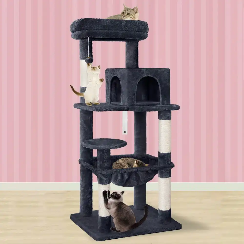 BEASTIE Cat Tree Scratching Post Scratcher Tower Condo House Furniture Wood 143 Grey