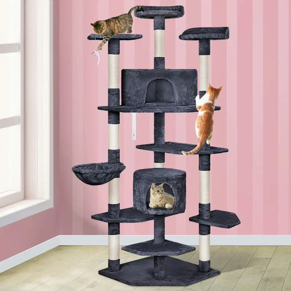 BEASTIE Cat Tree 202cm Grey Scratching Post Scratcher Tower