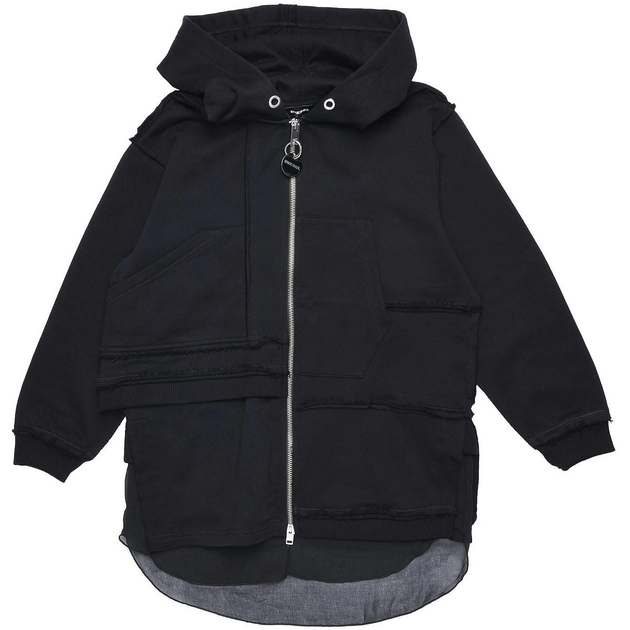 Diesel Girls Black Long Zip-up Hoodie