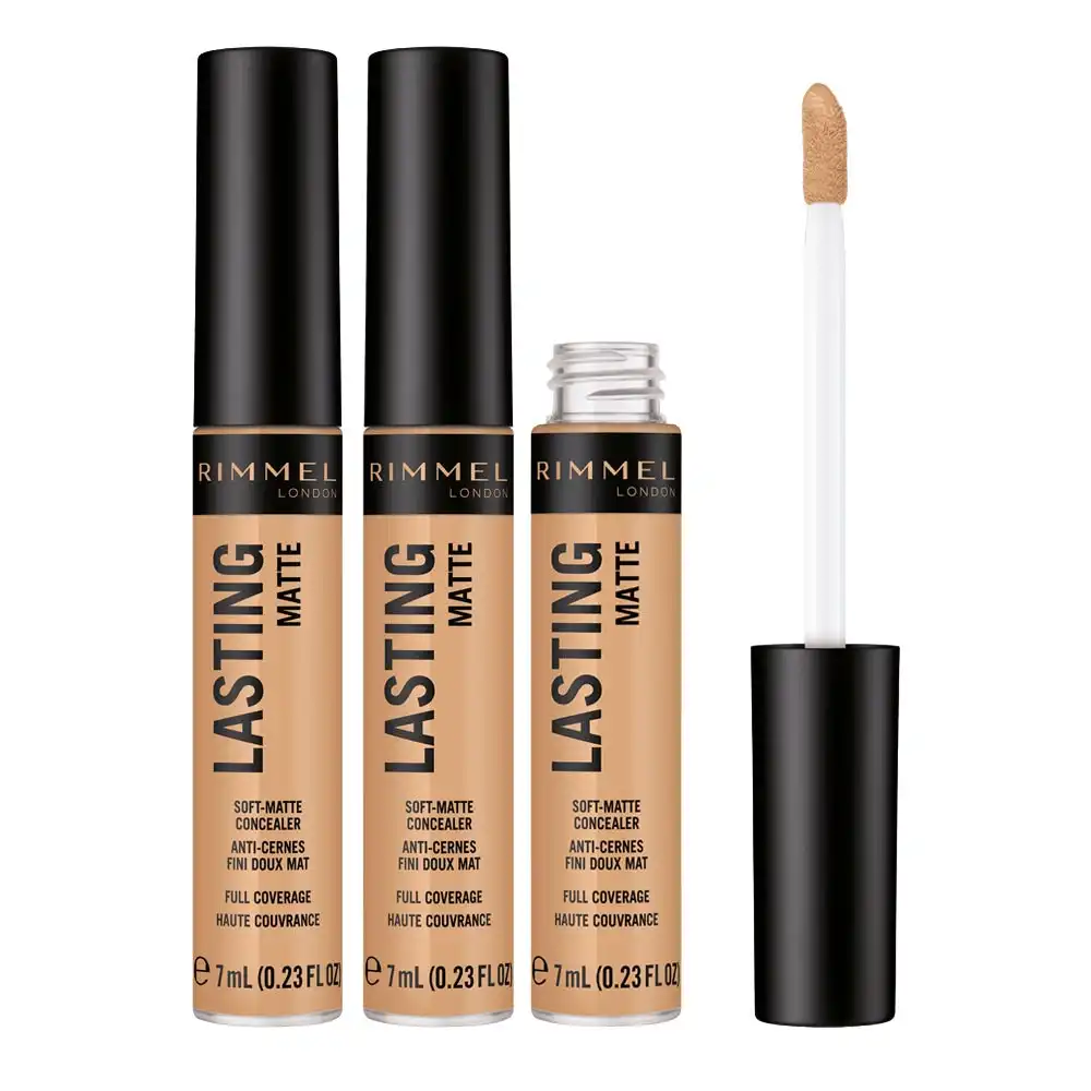 Rimmel London Lasting Matte Concealer 7ml 025 TRUE BEIGE - 3 pack