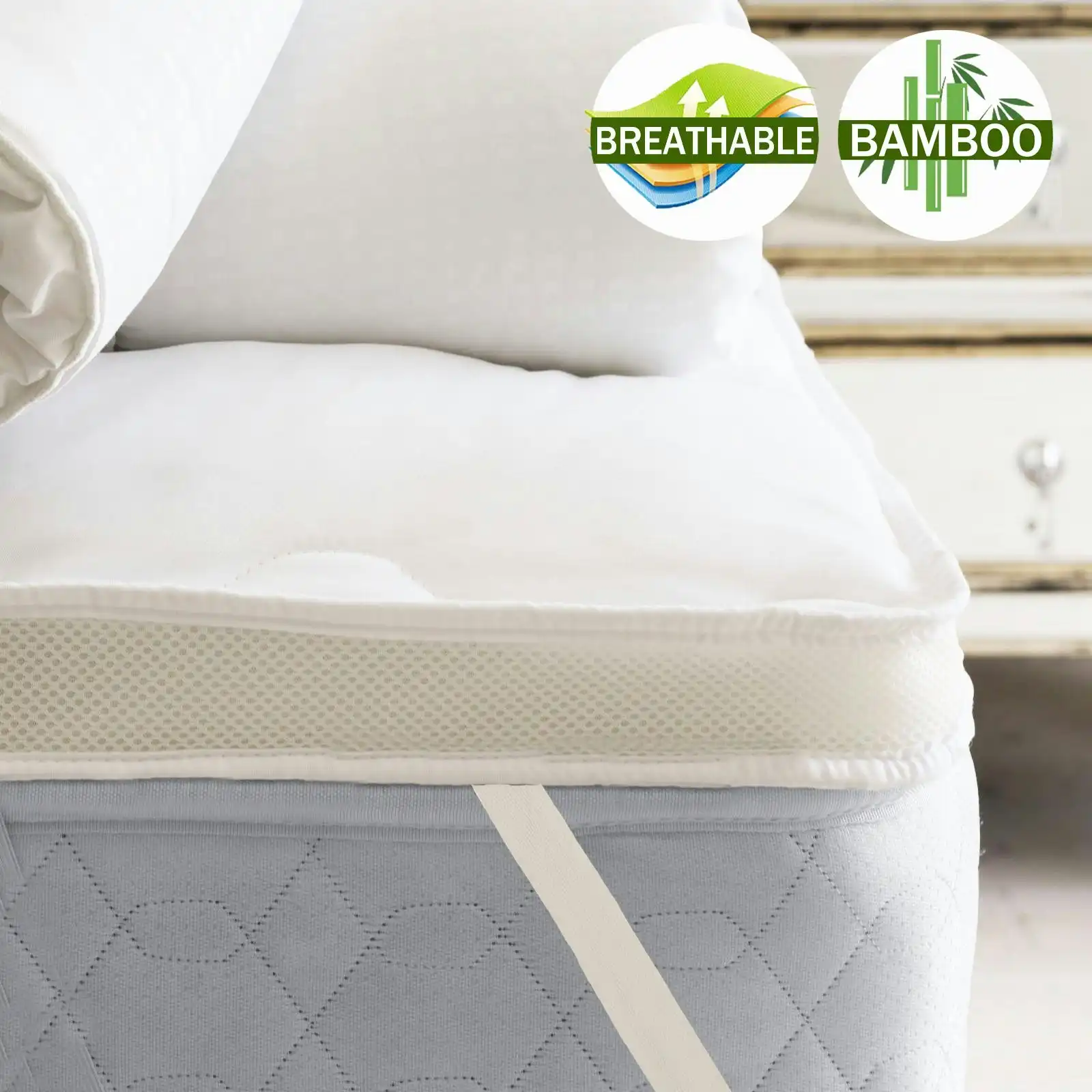 Home Fashion Airmax Bamboo Mattress Topper Bed 1000gsm