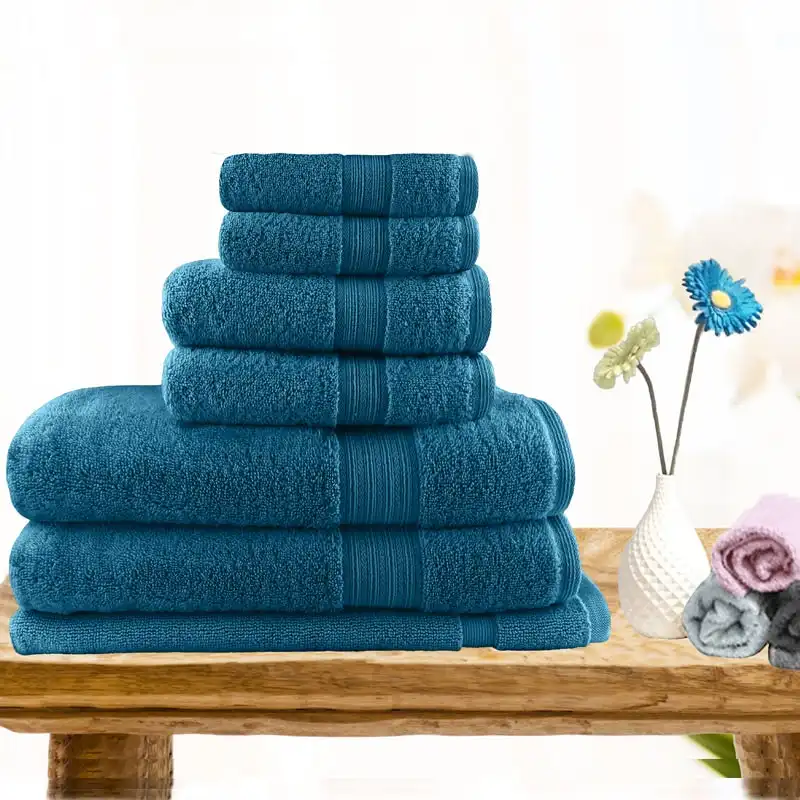 Softouch 7 Piece Ultra-light Cotton Bath Towel In Teal