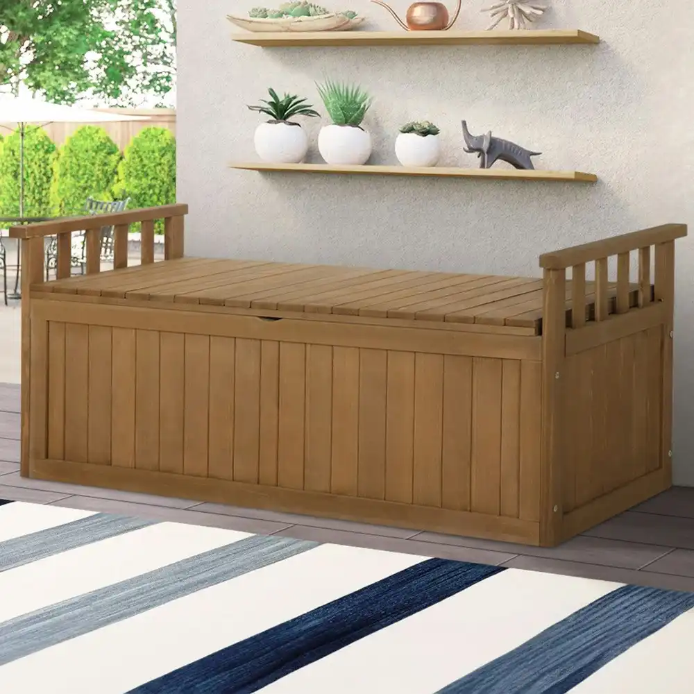 Alfordson Outdoor Storage Box Wooden Bench Chest Natural XL