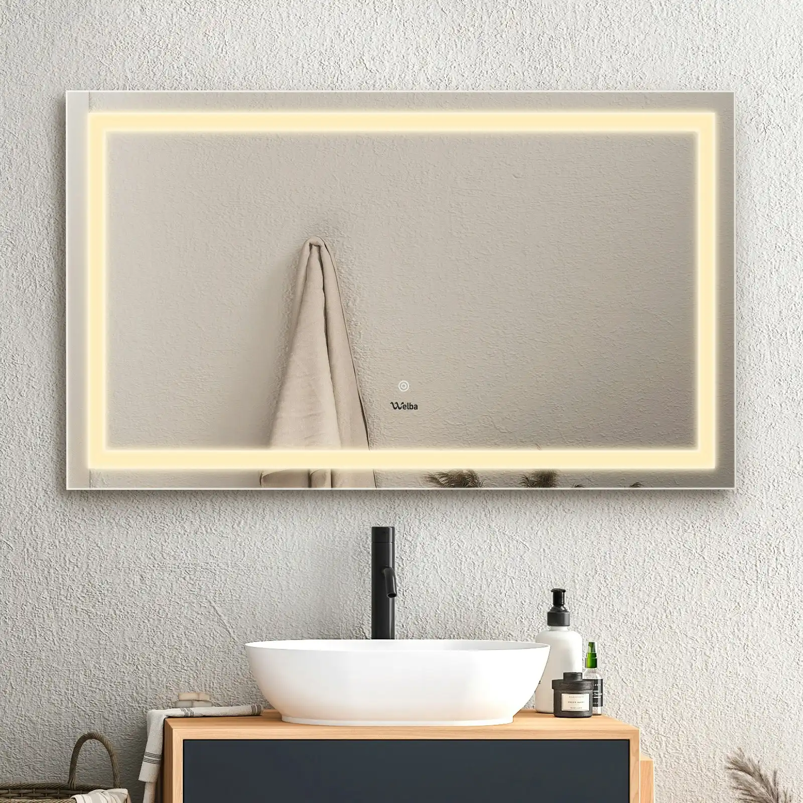 Welba LED Rectangle Bathroom Mirror Anti-fog Makeup Wall Mirrors 1200x700mm
