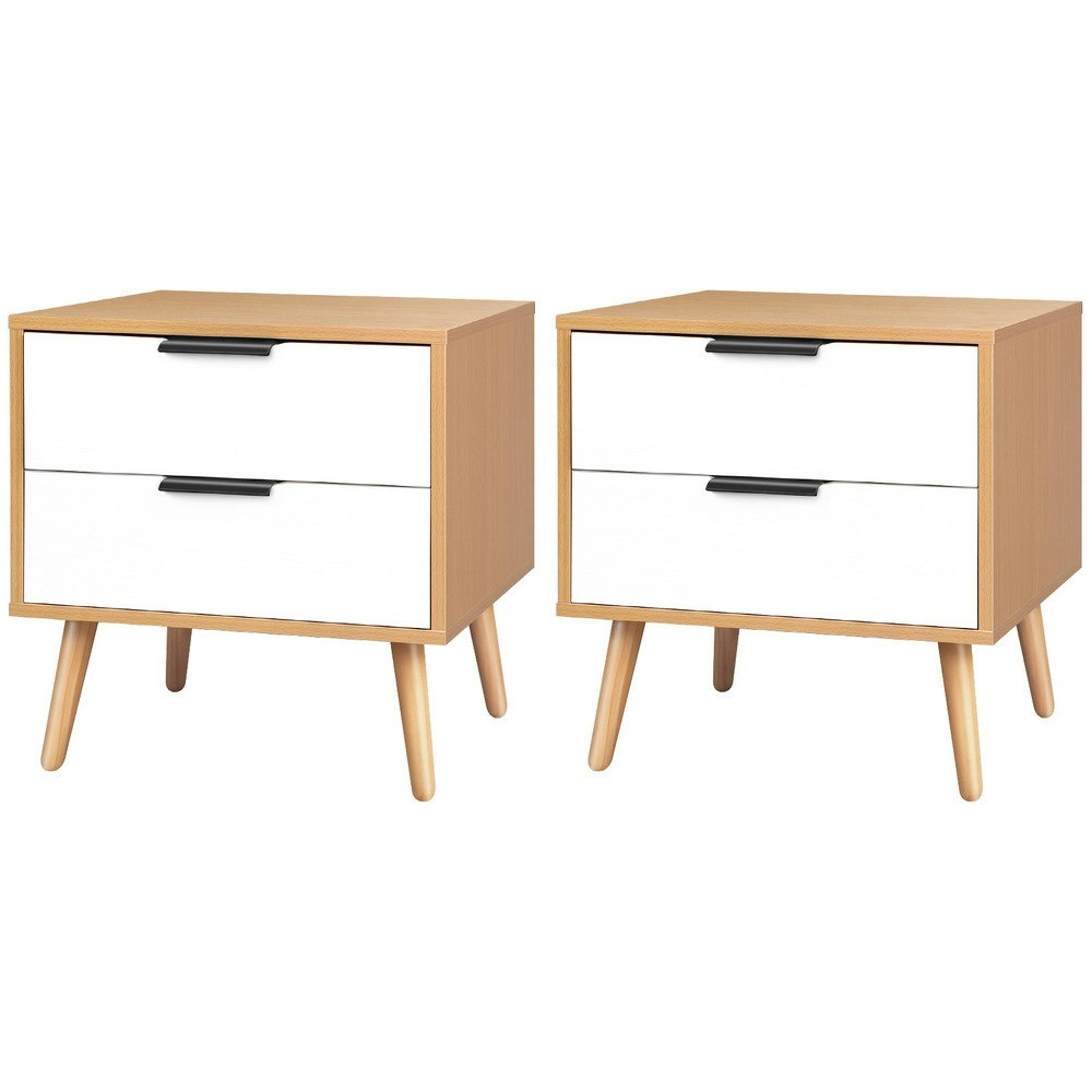 Alfordson 2x Bedside Table Scandinavian White Wood