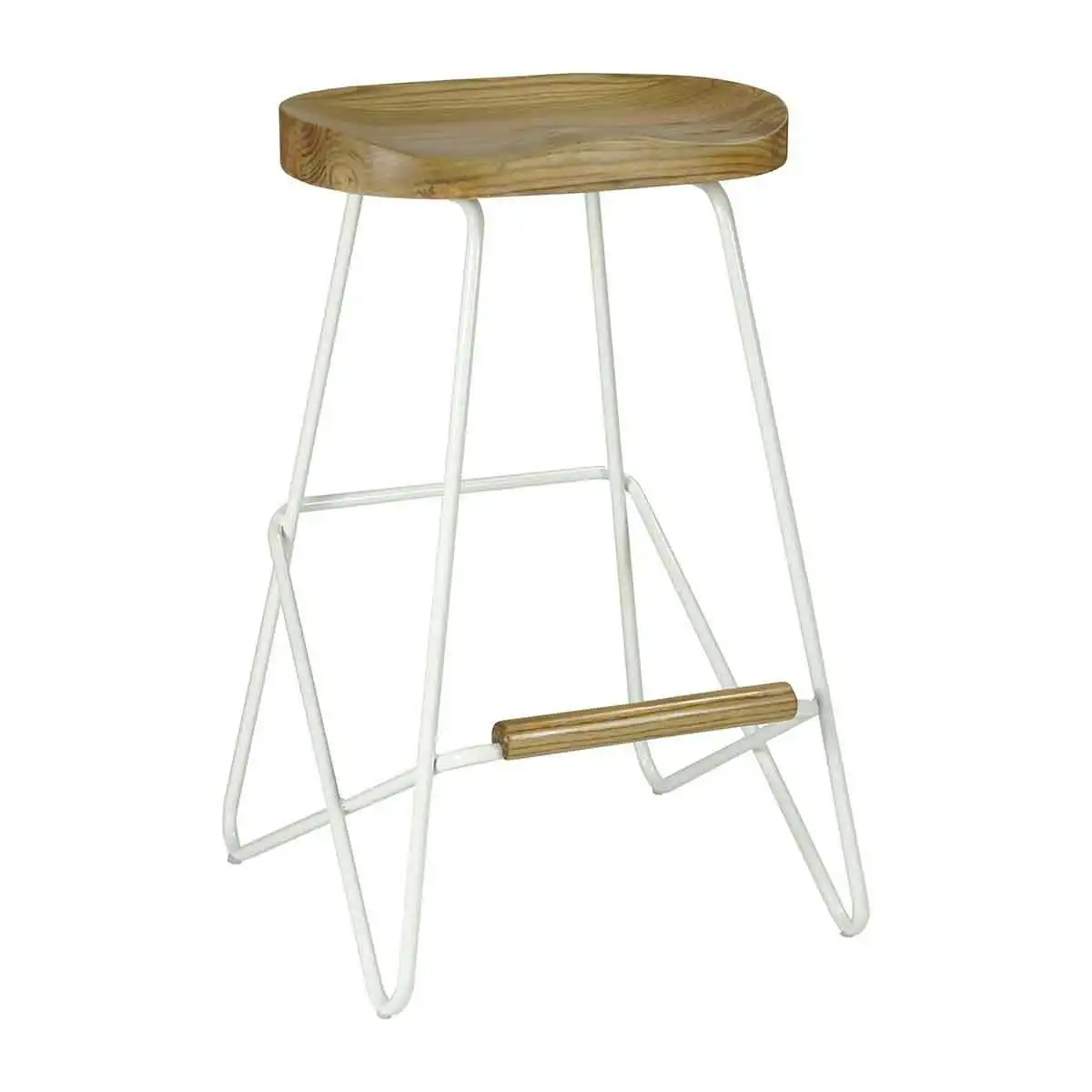 Huxley Backless Bar Stool (Elm, White Base)