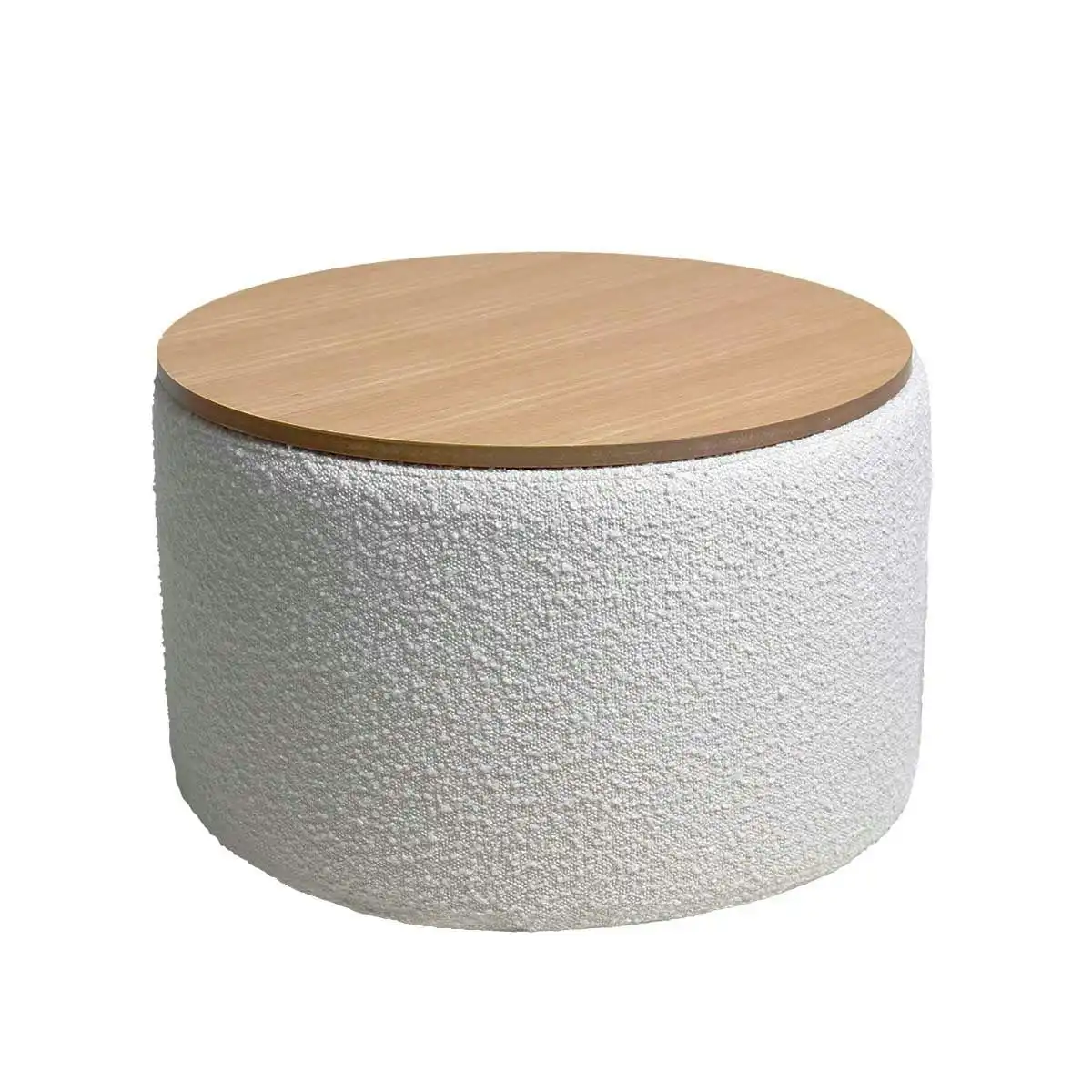 Mabel Boucle Storage Ottoman (60cm, White)