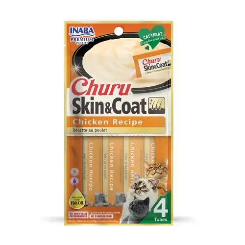 INABA Churu Skin and Coat Cat Treats - Chicken Recipe - SHORT DATED