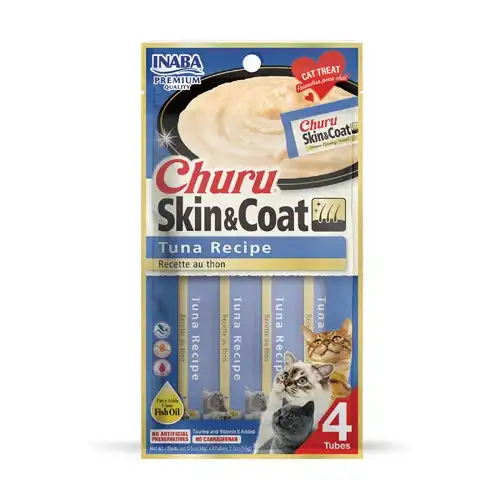 INABA Churu Skin and Coat Cat Treats - Tuna Recipe - SHORT DATED