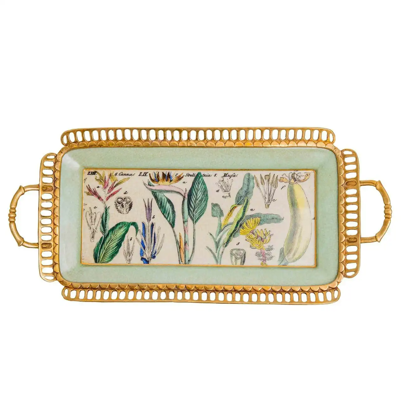 Singa Brass & Ceramic Camelia Trinket Box