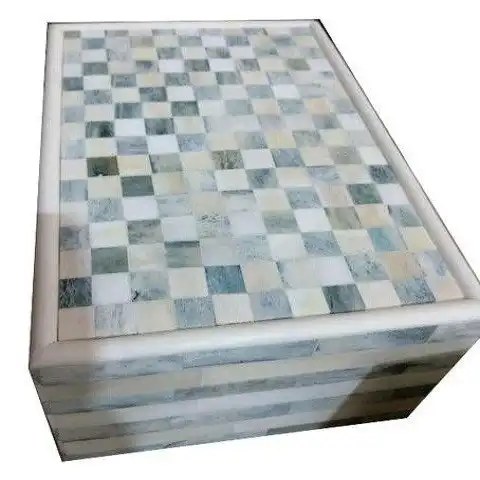 Zohi Interiors Bone Inlay Box in Checker Pattern