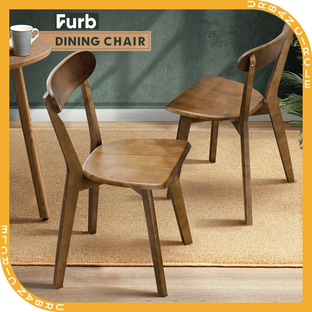 Furb 2x Dining Chairs Minimalist Wooden Chair Accent Chair Kitchen Walnut