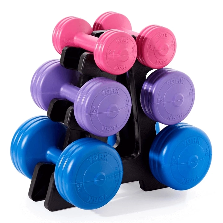 York Vinyl Dumbbell 19KG Set with Stand