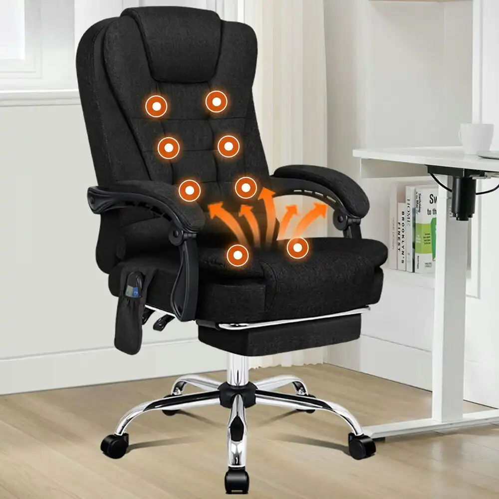 Alfordson Office Chair Massage Heat Seat Fabric Black