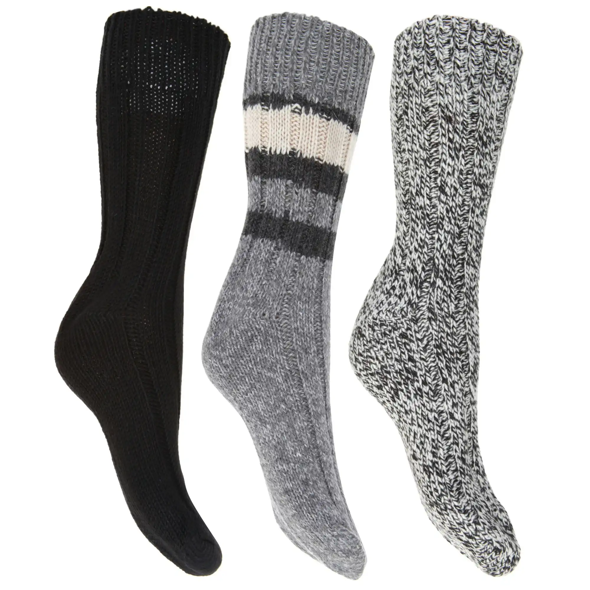 Floso Ladies/Womens Thermal Thick Chunky Wool Blended Socks (Pack Of 3)
